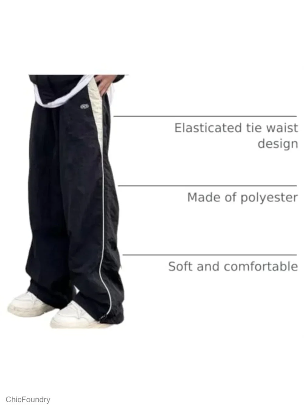 Mens Straight Leg Baggy Sweatpants Y2K Parachute Joggers Drawstring Track Pants